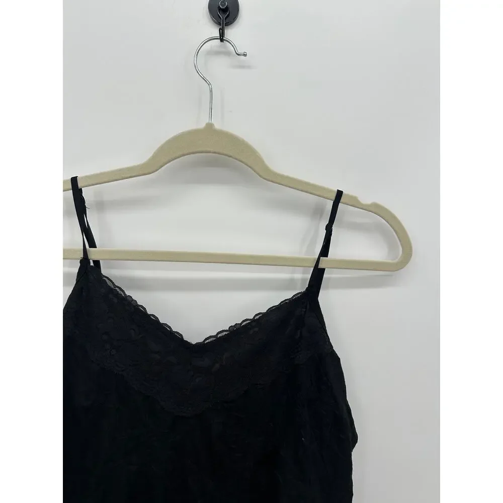 Maurices Womens Black Crinkle Lace Y2K Tank Top Camisole Size L Grunge‎ Emo - Picture 3 of 6